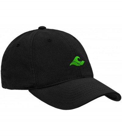 Baseball Caps Soft & Cozy Relaxed Strapback Adjustable Baseball Caps - Black With Green Embroidered Logo - CA189A5EGOI $12.77