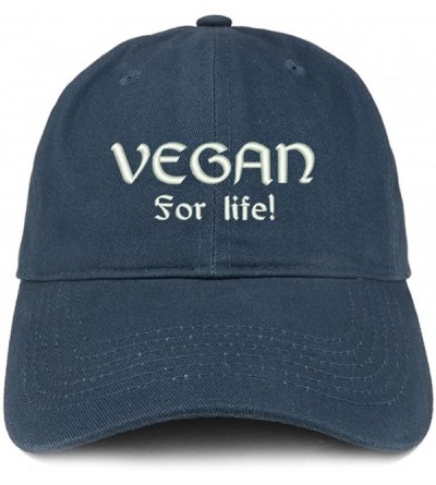 Baseball Caps Vegan for Life Embroidered Low Profile Brushed Cotton Cap - Navy - CW189D66NMG $39.42