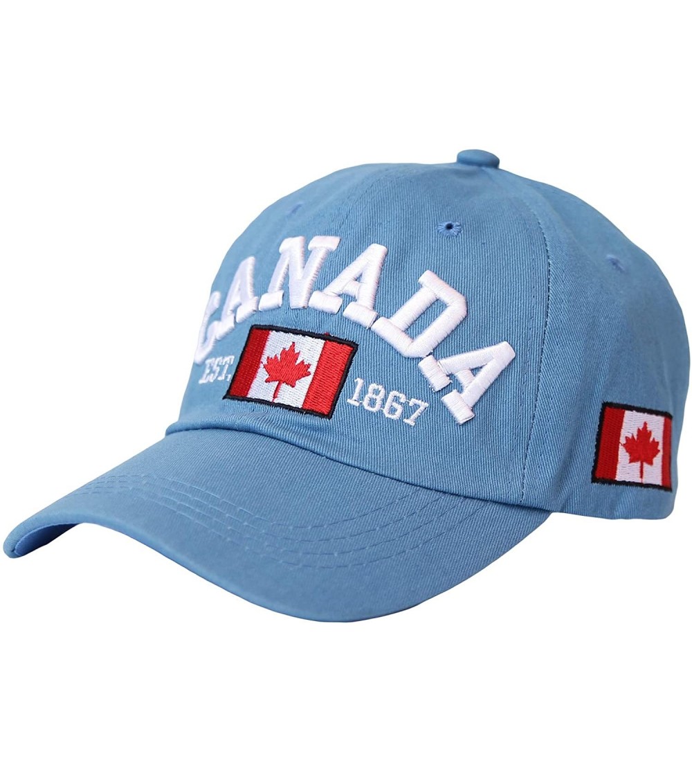 Baseball Caps Cotton Baseball Cap Canada Maple Flag Embroidery LX1382 - Skyblue - CE18XWXEMR8 $12.01