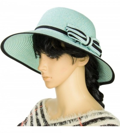 Sun Hats Women's Hampton Floppy Straw Hat - Teal - C2129VRLHRJ $16.82