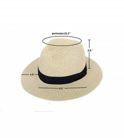 Sun Hats Beach Sun Hat for Women Summer Straw Caps Foldable Roll up with Decorative Bow - Milky - CM18RCLM000 $13.36