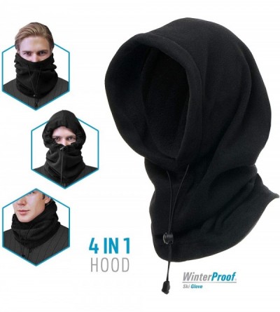 Balaclavas 4 in 1 Full Face Hood for Adults- Fleece Balaclava- Ski Mask Hoodie- Face Fleece Mask - Black Ribbed Knit - CU18ZC...