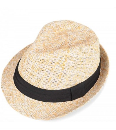 Fedoras Unisex Summer Short Brim Fedora - Hats for Men & Women + Panama Hats & Straw Hats - Straw-ivory Tinsel - CZ17YHRU5ZT ...