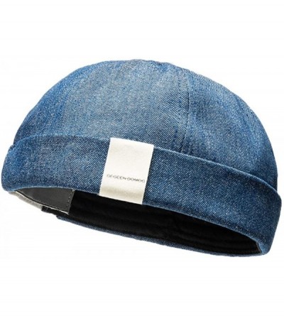Skullies & Beanies Men Hats Docker Cap Hats Beanie Sailor Cap Worker Hat Rolled Cuff Retro Brimless Hat with Adjustable - A9-...