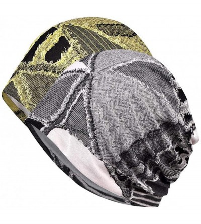 Skullies & Beanies Women Cotton Beanie Lace Soft Sleep Cap Slouchy Chemo Hats - Grey and Yellow - CM196D7GQOT $26.84