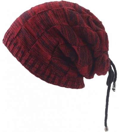 Skullies & Beanies Ponytail Messy Bun Beanie Hat Multipurpose Warm Winter Hat Scarf for Men and Women - Red - CM18YI7ET22 $21.89