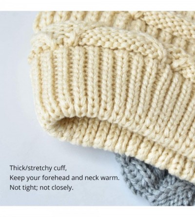 Skullies & Beanies Womens Slouchy Beanie-Trendy Chunky Cable Knit Beanie-Oversized Winter Hats for Women - Dark Grey - C918X4...