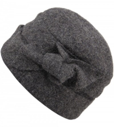 Bucket Hats Women's Wool Warm Bucket Hat Sleeve Head Cap Beanie Hat with Bow - Dark Grey - C412M7DIUMJ $19.12