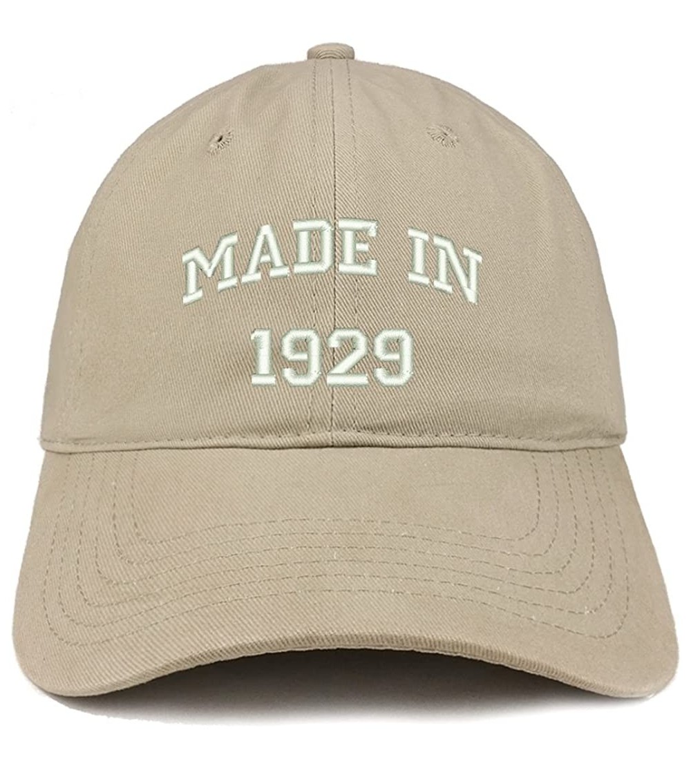 Baseball Caps Made in 1929 Text Embroidered 91st Birthday Brushed Cotton Cap - Khaki - C318C9Y0569 $15.84