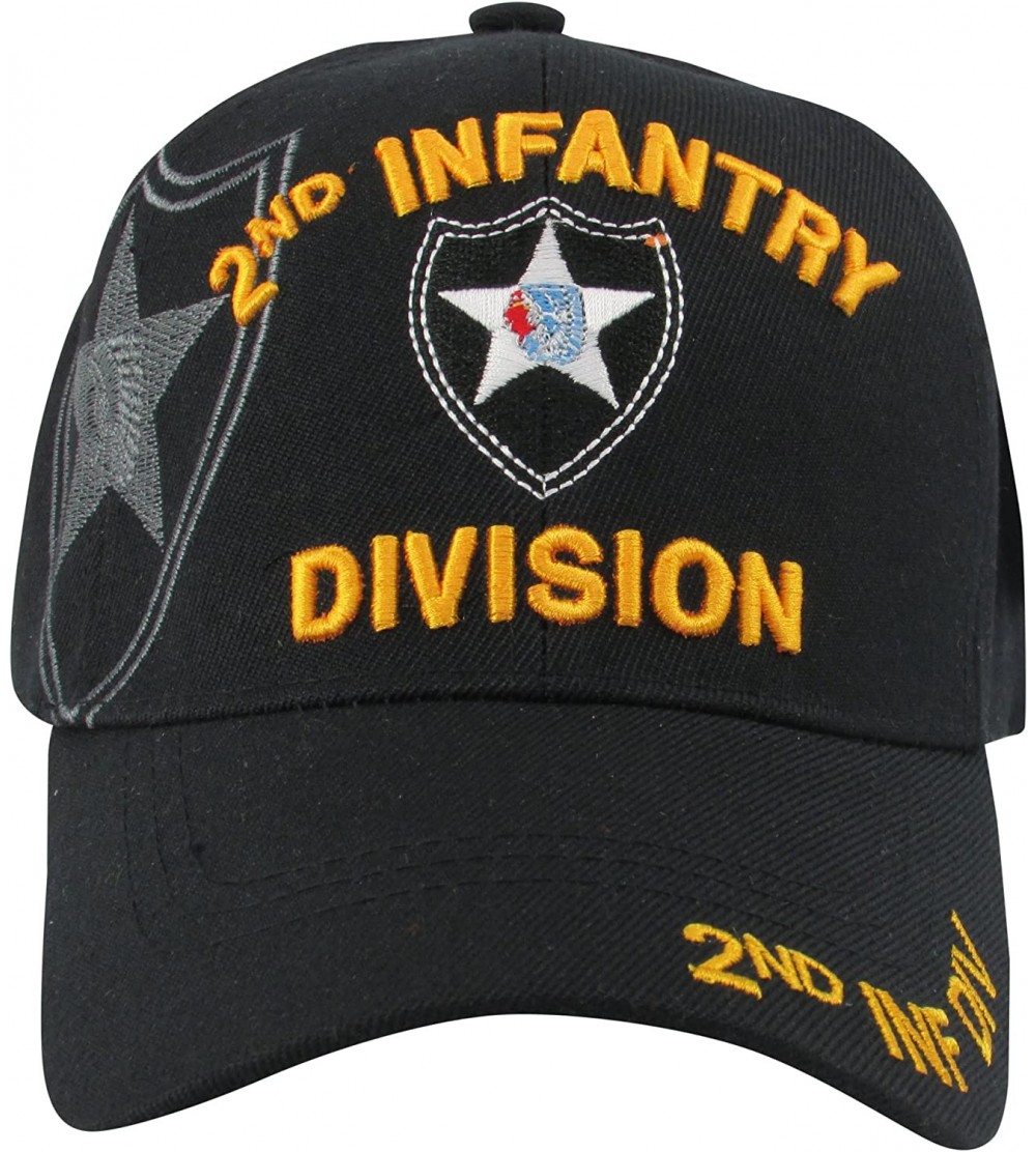 Baseball Caps US Warriors US Army 2nd Infantry Division Baseball Hat- One Size- Black - CJ11L7MFGLZ $23.51