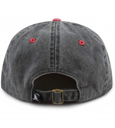 Baseball Caps 100% Cotton Pigment Dyed Low Profile Dad Hat Six Panel Cap - 5. Black Red - CZ17WWHQWXC $10.00