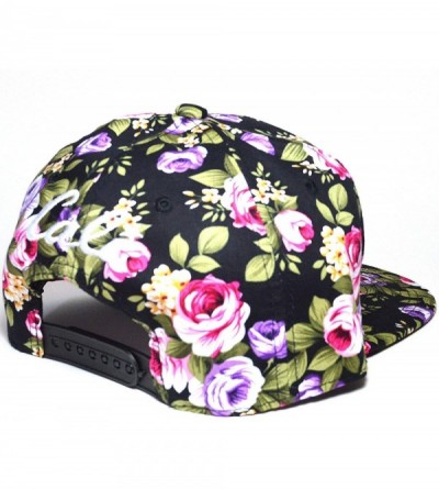 Baseball Caps Premium Cotton Flower Printed w/Cali Embroidered CA Snapback Cap Hat AYO1070 - Purple - C3189K4O2SK $16.30