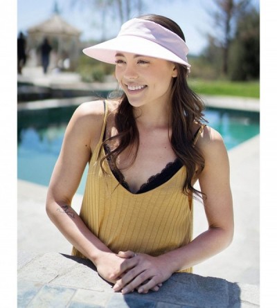 Sun Hats Women's SPF 50+ UV Protection Wide Brim Beach Sun Visor Hat - Pink - CD12J70RTIL $10.39