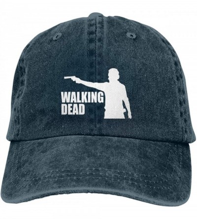 Baseball Caps The Walking Dead Men's&Women Unisex Distressed Caps with Adjustable Strap - Navy - CE18R30U068 $11.60