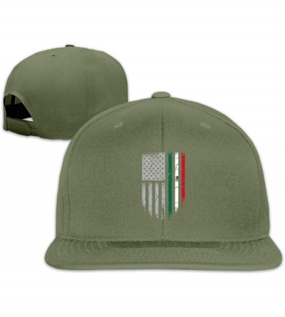 Baseball Caps Mexican American Flag Flat Bill Adjustable Men Trucker Hat Baseball Caps - Moss Green - CL199C0R73T $11.69
