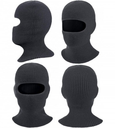 Balaclavas 2 Pieces 1-Hole Ski Mask Knitted Face Cover Winter Balaclava Full Face Mask for Winter Outdoor Sports - Gray - C21...