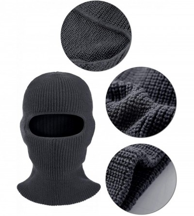 Balaclavas 2 Pieces 1-Hole Ski Mask Knitted Face Cover Winter Balaclava Full Face Mask for Winter Outdoor Sports - Gray - C21...