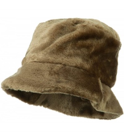 Bucket Hats Faux Fur Large Brim Bucket Hat - Brown - CB11NY3C9X3 $16.81