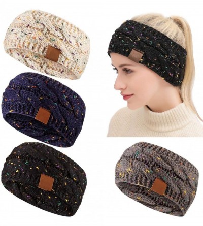 Cold Weather Headbands 4 Women Confetti Winter Cable Headband Thick Knit Head Wrap Ear Warmer Headband - CO18YE2UUQH $13.59