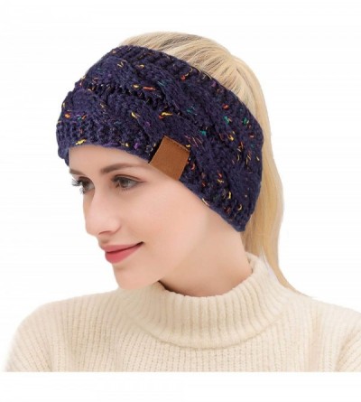 Cold Weather Headbands 4 Women Confetti Winter Cable Headband Thick Knit Head Wrap Ear Warmer Headband - CO18YE2UUQH $13.59