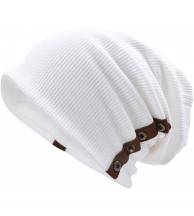 Skullies & Beanies Men's Oversize Slouch Beanie Slouchy Skullcap Large Baggy Hat - Button-white - CT18G2NYK9E $11.29