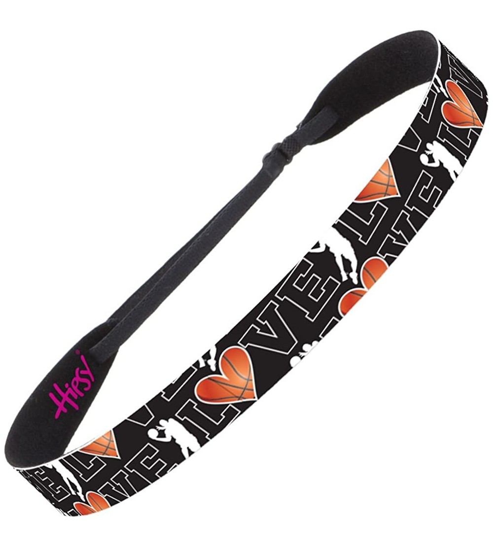 Headbands Adjustable No Slip I Love Basketball Headbands for Women Girls & Teens - Black Love Basketball - CQ17YDOH89Z $12.16