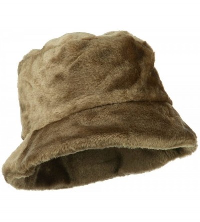 Bucket Hats Faux Fur Large Brim Bucket Hat - Brown - CB11NY3C9X3 $16.81