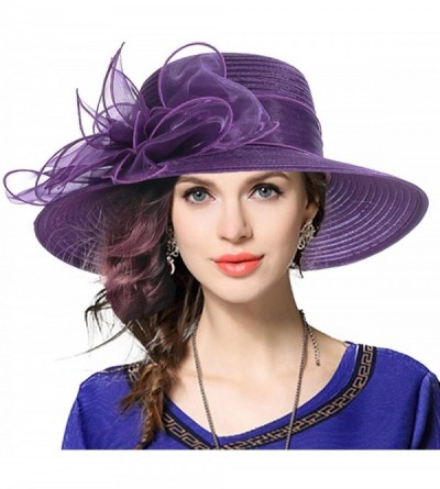Bucket Hats Kentucky Derby Dress Church Cloche Hat Sweet Cute Floral Bucket Hat - Leaf-purple - CQ18NTKROS3 $44.95