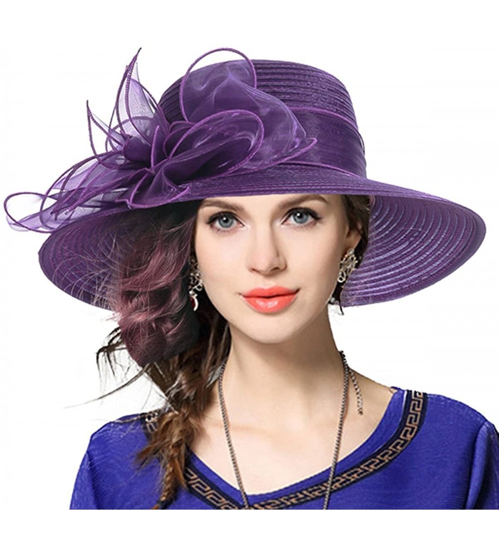 Bucket Hats Kentucky Derby Dress Church Cloche Hat Sweet Cute Floral Bucket Hat - Leaf-purple - CQ18NTKROS3 $24.01