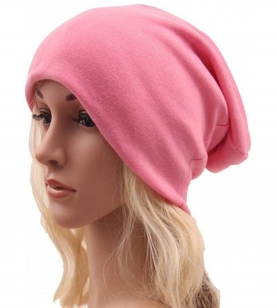Skullies & Beanies Unisex Fashion Outdoor Sport Beanies Baggy Hippop Cotton Hat Skull Caps - D Pink - C918657Y4AX $24.43