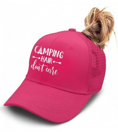 Baseball Caps Camping Hair Don't Care Ponycap Messy High Bun Ponytail Adjustable Mesh Trucker Baseball Cap Hat for Women - CY...