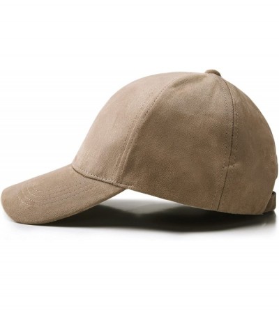 Baseball Caps Unisex Faux Suede Baseball Cap Adjustable Plain Dad Hat for Women Men - Camel - CJ12LA2A1RN $7.97