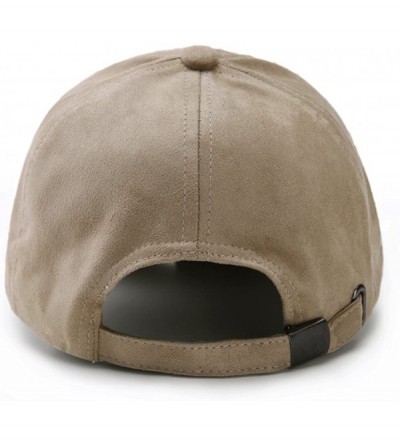 Baseball Caps Unisex Faux Suede Baseball Cap Adjustable Plain Dad Hat for Women Men - Camel - CJ12LA2A1RN $7.97