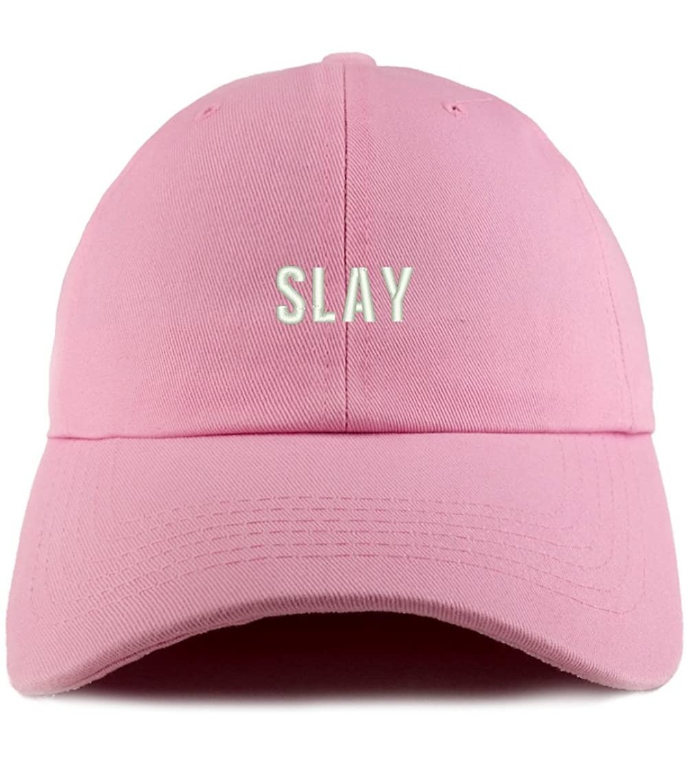 Baseball Caps Slay Embroidered Low Profile Soft Cotton Dad Hat Cap - Pink - CV18DD5N45E $13.55