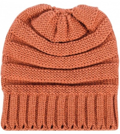 Skullies & Beanies Unisex Oversized Wavy Cable Knit Slouchy Beanie Knit Hat Skull Cap for Men and Women - Copper - CR188E5YMG...