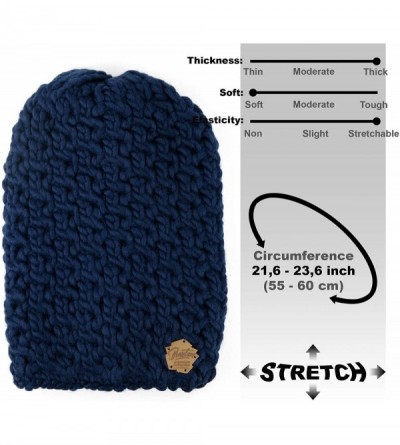 Skullies & Beanies Slouchy Beanie for Women - Ski Cable Knit Winter Warm Large Hat - Wool Snow Outdoor Cap XL - Jeans - CH18G...