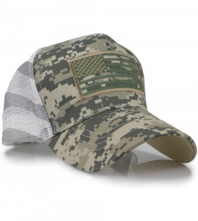 Baseball Caps USA American Flag Embroidered Stars and Stripes Tactical Mesh Trucker Baseball Snapback Cap Hat - Digital Green...