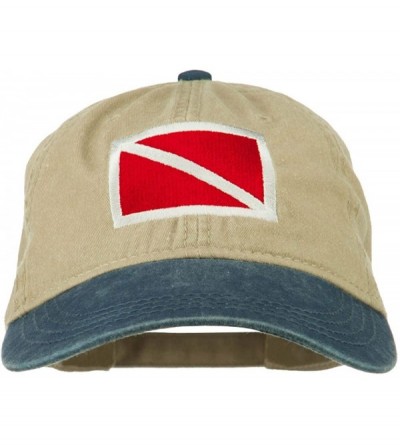 Baseball Caps Scuba Dive Flag Embroidered Washed Pigment Dyed Cap - Navy Khaki - C711ONZ0TLZ $24.49