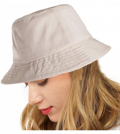Bucket Hats Womens Bucket Hat Fishing Hat - Black Cotton Bucket Hats for Women Sun Hat Cap - Beige - CF18KMQHN39 $26.52