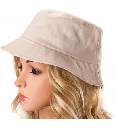 Bucket Hats Womens Bucket Hat Fishing Hat - Black Cotton Bucket Hats for Women Sun Hat Cap - Beige - CF18KMQHN39 $15.47