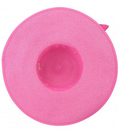 Sun Hats Fashion Boardwalk Brim Satin Band/Ribbon Straw Sun Hat - Fuchsia - CH18E9MZW4N $14.40
