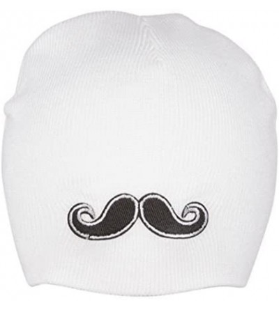 Skullies & Beanies Mustache Winter Beanie - White - CY11BK08RFV $17.26