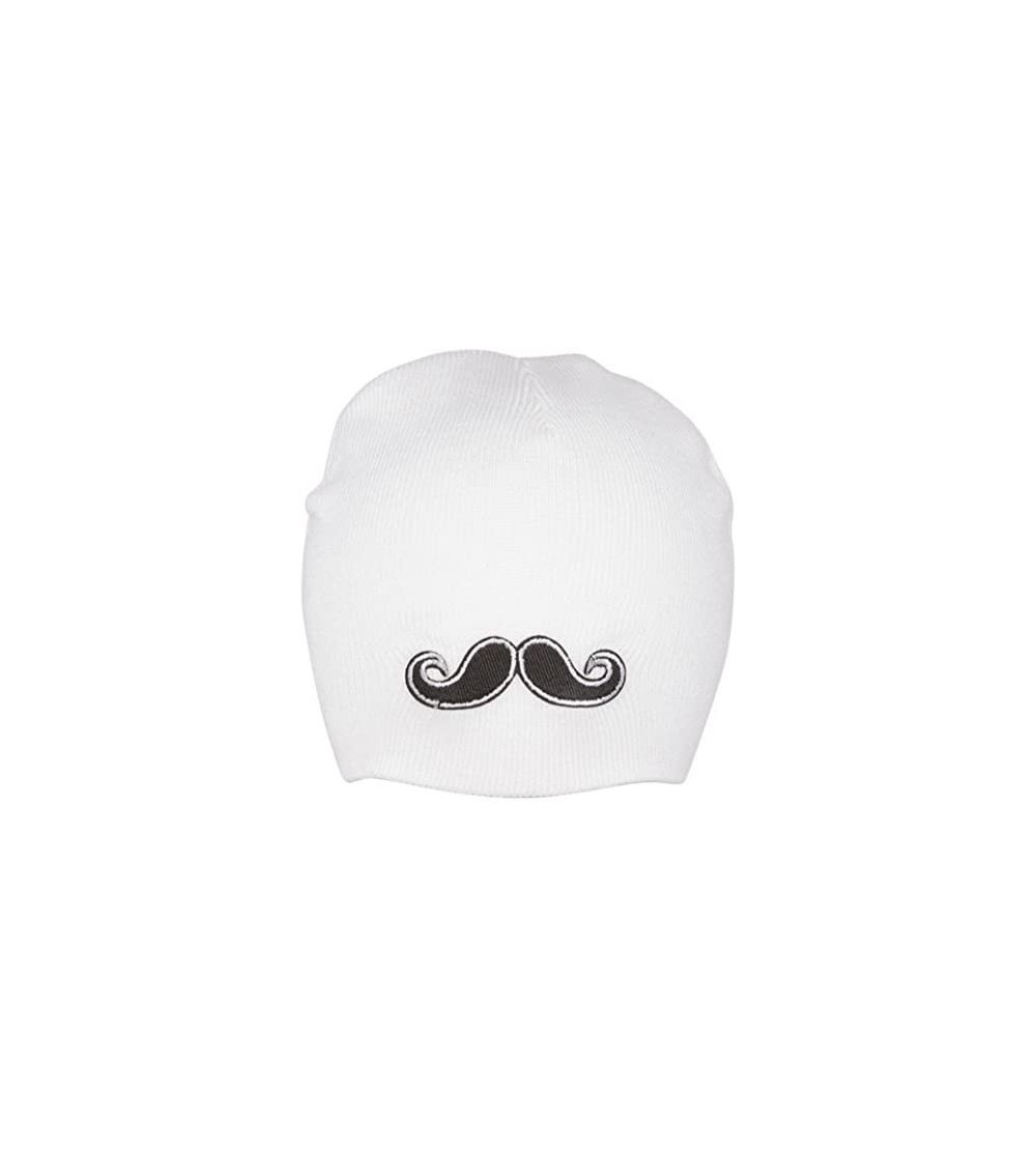 Skullies & Beanies Mustache Winter Beanie - White - CY11BK08RFV $7.10