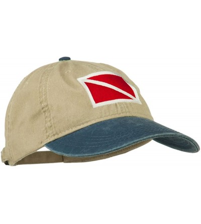 Baseball Caps Scuba Dive Flag Embroidered Washed Pigment Dyed Cap - Navy Khaki - C711ONZ0TLZ $24.49