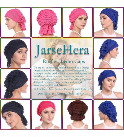Skullies & Beanies Women Ruffle Chemo Headwear Slip-on Cancer Scarf Stretch Cap Turban for Hair Loss - 2 Pair Sequin-wine+pur...
