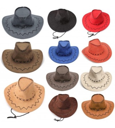 Cowboy Hats Wild Brim Cowboy Hat Fancy Dress Party Accessory Country Western Rancher - Khaki - C112DH3QFON $7.80