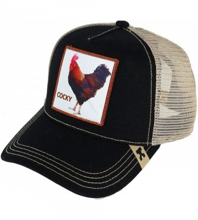 Baseball Caps Kenny K. Men's Funny Trucker Hat Animal Farm Patch Baseball Cap - Cocky Rooster Black - CW18R0C343M $18.34