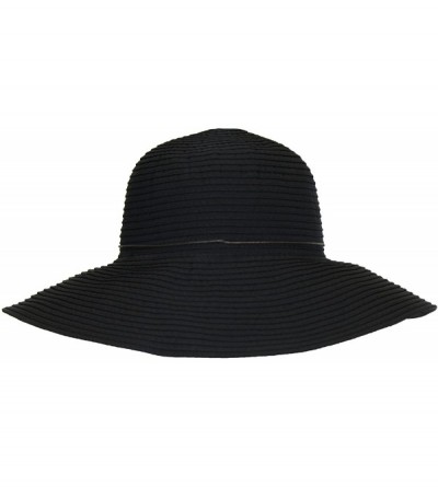 Sun Hats Packable Ribbon Crusher Sun Hat- 4 in. Shapeable Brim- SPF UPF 50 UV Protection - Black - CJ12E9ZNLI1 $25.36