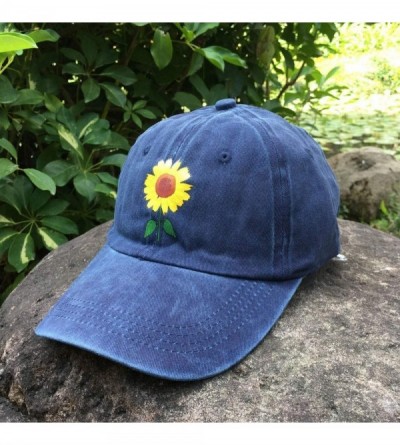 Baseball Caps Women's Sunflowers Baseball Cap Adjustable Distressed Vintage Summer Dad Hat - Sunflower-blue - CR18QI3XD8E $27.67