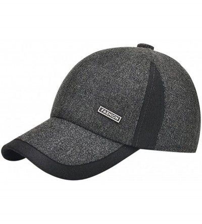 Skullies & Beanies Men Winter Thicken Wool Fleece Lined Snowboarding Baseball Cap Hat with Earflaps - Gray - C012N1IRQR9 $19.46